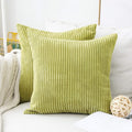 Home Brilliant Euro Sham 24x24 Spring Pillow Covers Set of 2 Striped Corduroy Textured Velvet European Pillow Covers for Couch Holiday St Patricks Day Decor, 60cm x 60cm, 24 x 24 inch, Grass Green