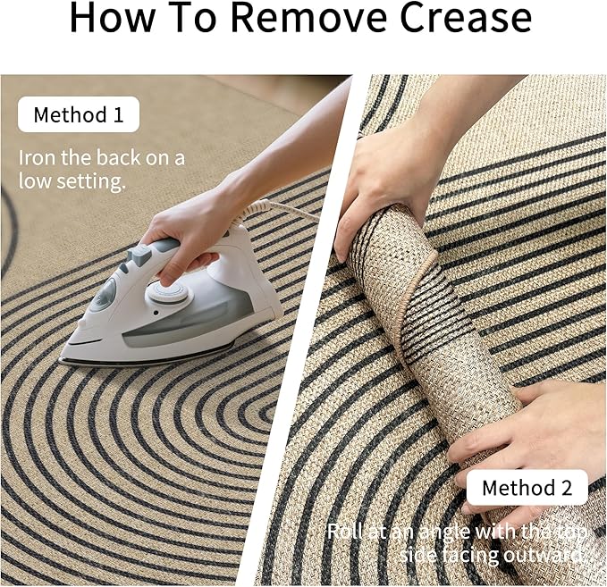 Easy Jute Rug 2.5x8: Indoor Outdoor Natural Boho Area Rugs for Hallway Patio Non Slip - Farmhouse Neutral Contemporary Carpet Mat for Entryway Kitchen Laundry Room Bedroom Washable