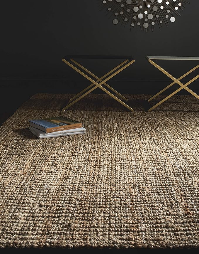 SAFAVIEH Area Rug 11x15 - Natural Fiber Collection - Large - Natural Brown, Handmade Jute, Farmhouse Style, Chunky Textured Thick Pile (NF447A)