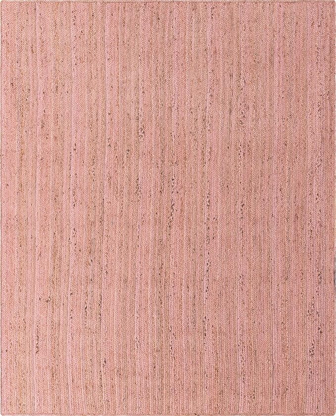 Unique Loom Braided Jute Collection Area Rug - Dhaka (8' x 10' Rectangle, Light Pink)