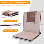 Floor Chair with Back Support 14-Position Adjustable Floor Chair Portable Ground Seating for Adults & Kids Foldable Meditation Seat with Japanese KOYO Bearings & Washable Linen Cover (Coffee)