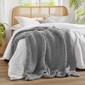 Madison Park Casual Acrylic Chunky Twice Knit Throw with Charcoal MP50-7315