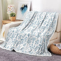Floral Fuzzy Blanket Boho Floral Throw Blanket, Blue Botanical Flowers Blankets, Soft, Flannel, Warm, Rustic Flowers Bed Blankets All Season for Couch Bedroom Living Room 60X90 Inch