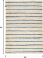 Dash and Albert Moana Jute Area Rug - 3' x 5' Blue Stripe Handwoven Accent Rug - Durable, Eco-Friendly, High Traffic Areas Hallway, Stairs, Living Room