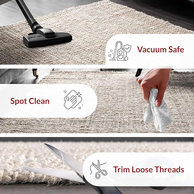 nuLOOM Ashli Solid Farmhouse Jute Area Rug, 8' Round, Off-white