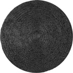 nuLOOM 4 Round Rigo Jute Hand Woven Area Rug, Black, Solid Farmhouse Design, Natural Fiber, For Bedroom, Living Room, Dining Room, Hallway, Office, Kitchen, Entryway