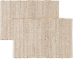 · REDEARTH · Jute Cotton Area Rug - 2'x3' Rectangular Rug, Sustainable Handwoven, Non-Shedding, Soft & Durable – Reversible, Neutral Tones for Home Décor in Living Room, Dining Room, Bedroom, Set of 2