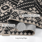 Lahome Bijou Moroccan Easy Jute 3x5 Entryway Rug, Indoor Outdoor Patio Rug 3x5 Farmhouse Black Washable Living Room Carpet, Non Slip Indoor Outdoor Carpet for Patio Courtyard Deck
