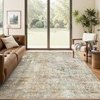Abstract Rug 5x7 Machine Washable Area Indoor Orange Low Pile Non-Slip Foldable Thin Accent Rugs for Bedroom Living Room Dining Room