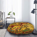 35 X 35 Inch Large Mandala Floor Pillow Cushion Seating Throw Cover Hippie Decorative Bohemian Ottoman Poufs, Multi Pom Pom Pillow Cases,Boho (Yellow T.L, 35X35X6 Round)
