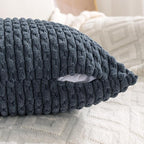Set of 4 Grey Blue Decorative Throw Pillow Covers 22x22 Inch Corduroy Pillow Covers for Bed Couch Sofa Living Room Soft Square Cushion Cases