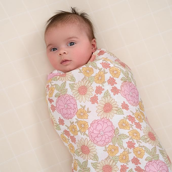 Gerber Baby Unisex 2-Pack Muslin Blanket, Retro Floral, One Size