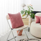 Home Brilliant 26x26 Pillow Covers Euro Shams Cover Large Solid Striped Corduroy Euro Throw Pillow Cushion Cover Sham for Patio, 26 x 26 inch, Dry Rose Pink