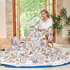 Boho Throw Blanket, 100% Organic Cotton Breathable Skin-Friendly Ultra Soft Bed Quilt Throw - All Season Floral Farmhouse Décor Luxury Blanket for Sofa Couch Chair and Gift. 91" x 98"