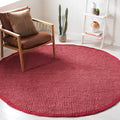 SAFAVIEH Natural Fiber Collection Area Rug - 4' Round, Red, Handmade Farmhouse Jute, Ideal for High Traffic Areas in Living Room, Bedroom (NF730D)
