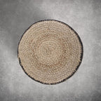 SIMPLIHOME Larissa Round Pouf - 18 inch Wide Hand Braided Jute Ottoman in Sandy Natural/Ebony, Boho Footstool or Extra Seating for Living Room or Kids Room with Polystyrene Bead Filling, Assembled