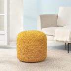 Anji Mountain Pouf Ottoman Foot Rest, Handmade Ottoman Pouf, Comfortable Foot Stool, Decorative Floor Seating for Living Room Decor, Bedroom & Home Décor Accent - Mustard