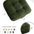HIGOGOGO 8" Extra Thick Floor Pillow Cushion for Adults, Meditation Cushion Pillow, Large Square Floor Sitting, Tufted Corduroy Cover, for Tatami Living Room or Yoga, 22x22 Inch, Dark Green