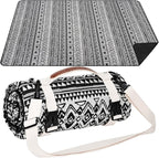 Picnic Blankets Outdoor Extra Large-Waterproof Picnic Blanket with Shoulder Carry Strap | Machine Washable Picnic Mat with Sandproof Backing for Park , Grass, Camping, Hiking, Concerts (Black)