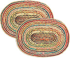 · REDEARTH · Jute Cotton Chindi Area Rug - 2'x3' Oval Rug, Handwoven, Non-Shedding, Soft & Durable – Multi Tones for Home Décor in Living Room, Dining Room, Bedroom, Set of 2