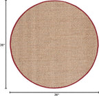 SAFAVIEH Area Rug 3' Round - Natural Fiber Collection - Natural & Red, Seagrass, Basketweave Pattern with Border (NF114D)