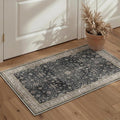 GENIMO Area Rug 2x3 Doormat, Machine Washable Low Pile Rugs, Small Retro Chenille Entryway Mat for Entrance, Hallway, Kitchen and Corridor, Sandy Charcoal