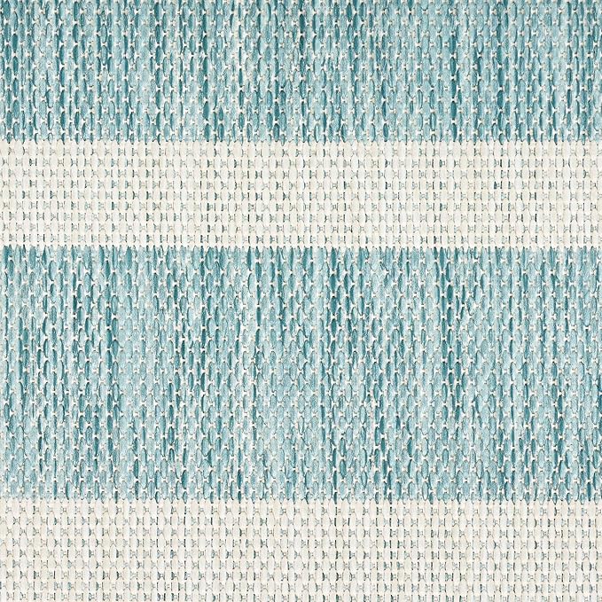 Nourison Home Positano Aqua Ivory 6' x 9' Area Rug - Easy Clean, Non Shedding, Bed Room, Living Room, Dining Room, Kitchen (6' x 9')