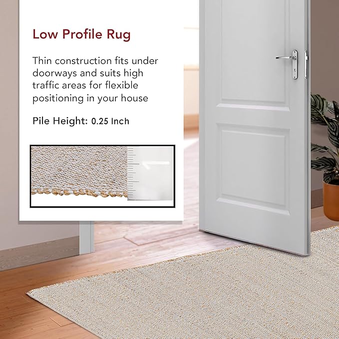 Savi Home Jute Cotton Rug 6'x9' ft – Hand Woven Soft Cotton Jute Area Rug, Natural Farmhouse Décor for Living Room, Rustic Vintage Boho Style Carpet