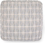 SIMPLIHOME Noreen Square Pouf - 18 inch Wide Upholstered Handwoven Cotton Ottoman in Light Blue and White, Boho Footstool or Extra Seating for Living Room with Polystyrene Filling, Assembled