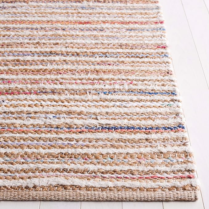 SAFAVIEH Cape Cod Collection Area Rug - 5' x 8', Natural & Rust, Handmade, Braided Design, Ideal for The Living Room, Bedroom, Dining Room (CAP151P-5)