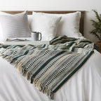 DII Braided Striped Decorative Throw Blanket, 50x60, Dark Green