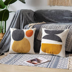 Square Bohemian Decorative Pillow Cover, Abstract Cotton Hand Woven Throw Pillowcase for Boho Bedroom Living Room, Modern Decor Home Cushion Sham 18x18, 1PC(Black Mustard)