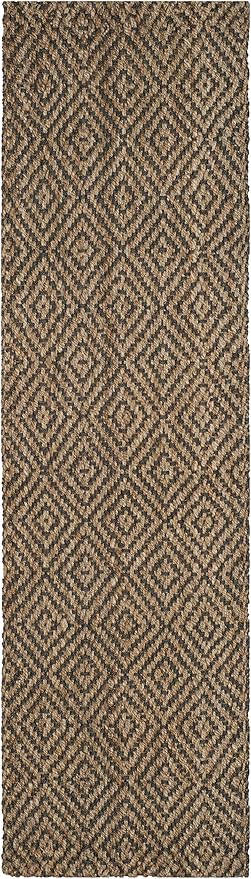 SAFAVIEH Natural Fiber Collection Runner Rug - 2'3" x 20', Natural & Grey, Handmade Jute, Ideal for High Traffic Areas in Living Room, Bedroom (NF181D)