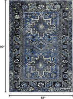 SAFAVIEH Vintage Hamadan Collection Area Rug - 5'3" x 7'6", Blue & Grey, Traditional Persian Design, Non-Shedding & Easy to Clean, Ideal for Living Room, Bedroom, Dining Space (VTH211N)