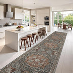 Washable Runner Rug 2.6x10 Runners for Hallways, Ultra-Thin Carpet Runners for Entryway Anti Slip Backing Runner Rugs for Kitchen Laundry Room Indoor Hallway (Grey/Brown/Tan)