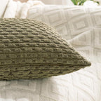 Set of 4 Olive Green Decorative Throw Pillow Covers 12x20 Inch Corduroy Pillow Covers for Bed Couch Sofa Living Room Soft Cushion Cases
