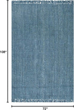 Nuloom Daniela Blue, 6' x 9', Handmade, Jute, Tassel, Soft and Textured, High Traffic, Stain Resistant, Easy Clean, Durable Area Rug for Bedroom, Living Room, Dining Space, Foyer, Entryway