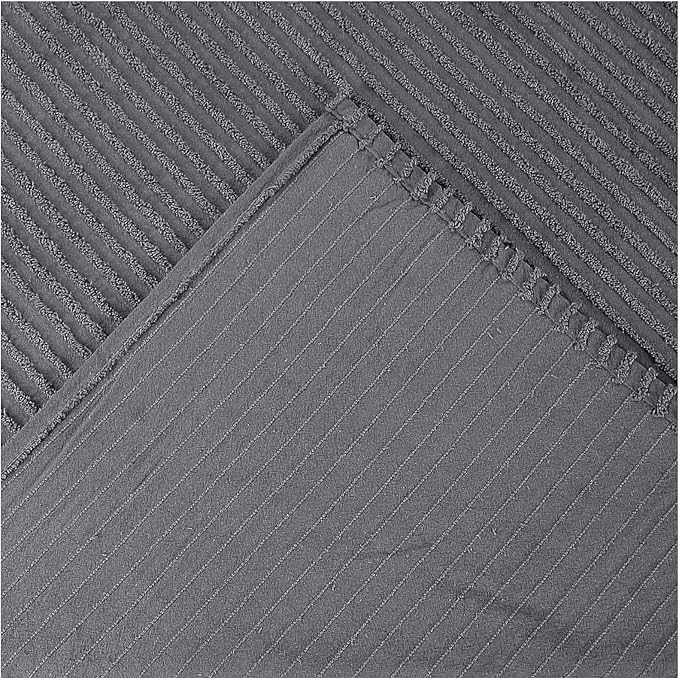 Better Trends Jullian Collection is Super Soft and Light Weight in Bold Stripes Design 100% Cotton Tufted Unique Luxurious Machine Washable Tumble Dry, King Sham, Gray