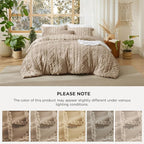 Bedsure Tufted Boho Comforter Set Oversized Queen - Khaki Boho Bed Set, GentleSoft™ 3 Pieces Farmhouse Shabby Chic Embroidery Bedding, Gifts for Woman, Soft Jacquard Comforter for All Seasons