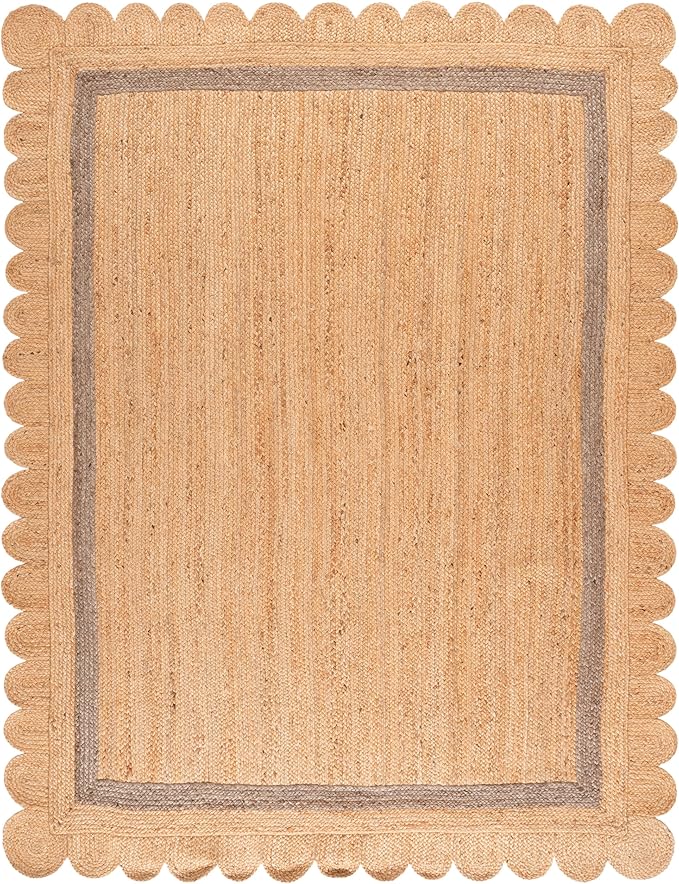 SAFAVIEH 8x10 Area Rug - Natural Fiber Collection - Large - Natural & Grey, Handmade Jute, Ideal for Living Room, Bedroom, Dining Space (NF896F)