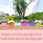LaLaGreen Outdoor Hanging Planter (11.2 Inch, 6 Pack) Light Blue, Green, Neon Pink, Dark Blue, Orange, Peachy Pink Metal Iron Window Box Flower Pot Deck Railings Fence Rails Buckets Porch Garden Decor