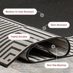 Nuloom Asha Black/Ivory, 5' x 8', Casual, Striped Border, Soft and Cozy, High Traffic, Stain Resistant, Easy Clean, Durable Area Rug for Indoor/Outdoor Patio, Deck, Porch, Garden, Courtyard