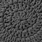 Casafield Pouf Ottoman Footstool, 13" Round x 11" High, Hand-Knitted Cotton Footrest, Non-Skid Wood Legs, Boho Foot Stool for Living Room, Bedroom (Gray)