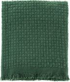 CREVENT Farmhouse Boho Knitted Throw Blanket for Couch Sofa Chair Bed Home Decoration, Soft Warm Cozy Light Weight for Spring Summer Fall (50''X60'' Christmas Green)