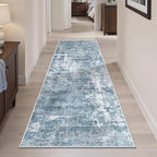 Runner Rug 2'x6' Abstract Washable Non-Slip Runner Rugs for Kitchen Bathroom Laundry Room Blue Vintage Floor Carpet Runners for Hallway Entryway
