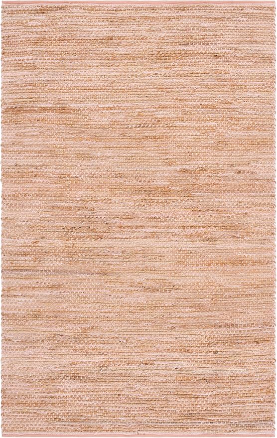 SAFAVIEH Area Rug 4x6 - Cape Cod Collection - Pink & Natural, Handmade Jute & Cotton, Ideal for Living Room, Bedroom, Dining Space (CAP236U)