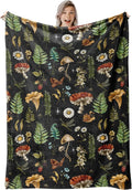 Mushrooms Throw Blanket, 320gsm Fluffy Cozy Soft Warm Plush Lightweight Decorative Blanket Gifts for Women Men Girls Boys Kids Baby, Blankets Quilt for Bed Sofa Chair Couch (50"x40")