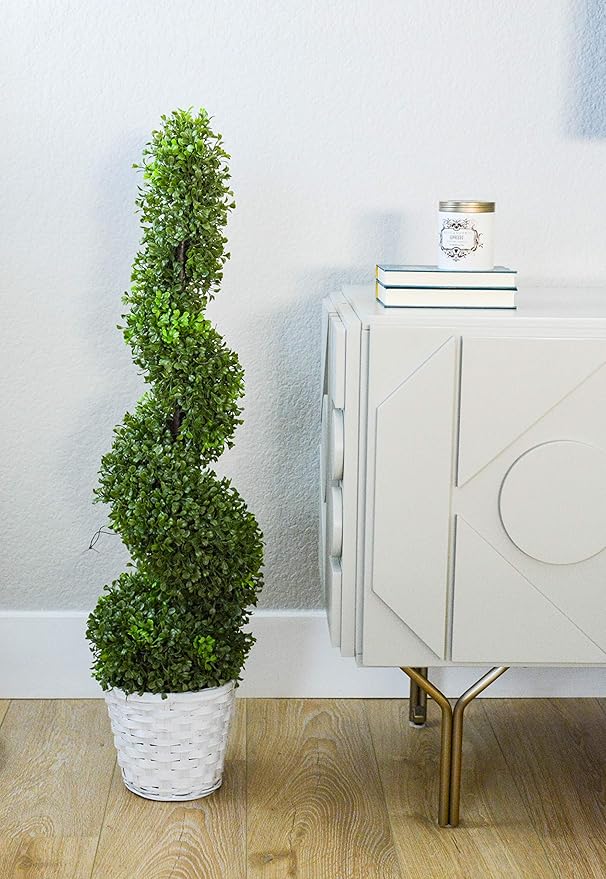 Admired By Nature Set of 2 White Bamboo 6" w/Soft Liner Bambo Pot