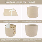 Cotton Rope Basket For Girls Boys Kids 16”X14” Baby Laundry Basket Nursery Bin Round Woven Baskets Organizer For Storage Toys Blankets Shoes Clothes oatmeal