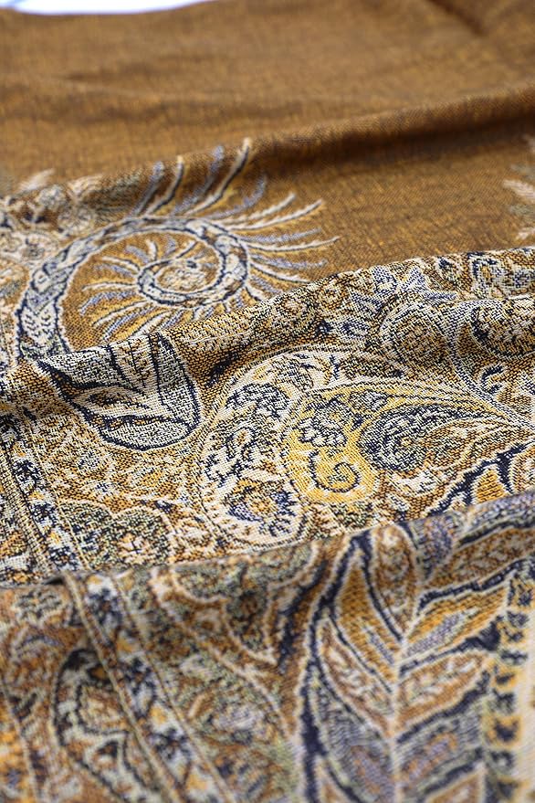 Achillea Reversible Paisley Pashmina Rave Scarf – Exotic Indian Shawls and Wraps for Evening Dresses, Festivals, All Seasons